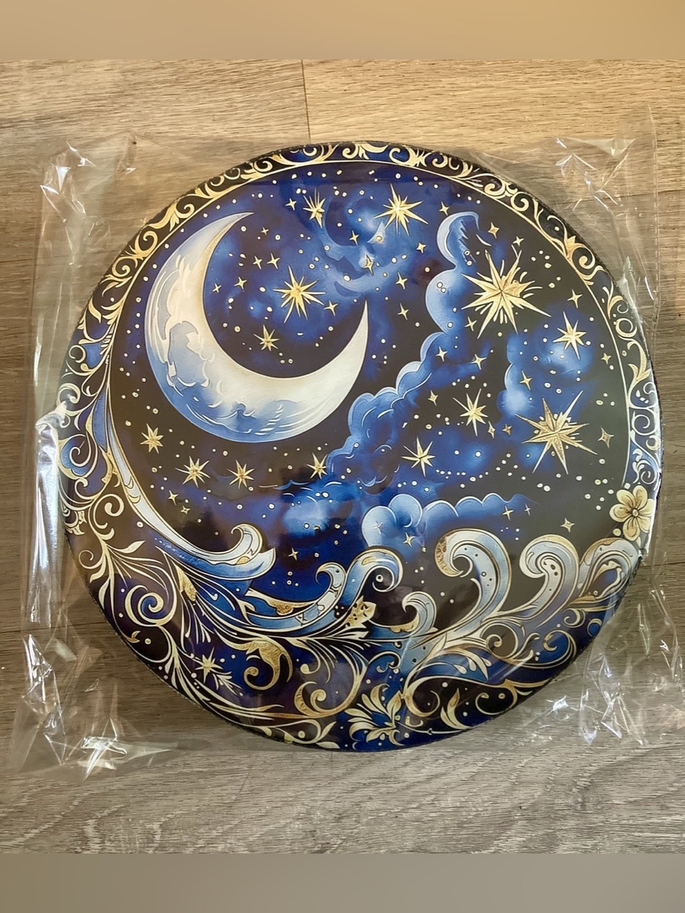 Hand painted celestial hand drum with tree of life